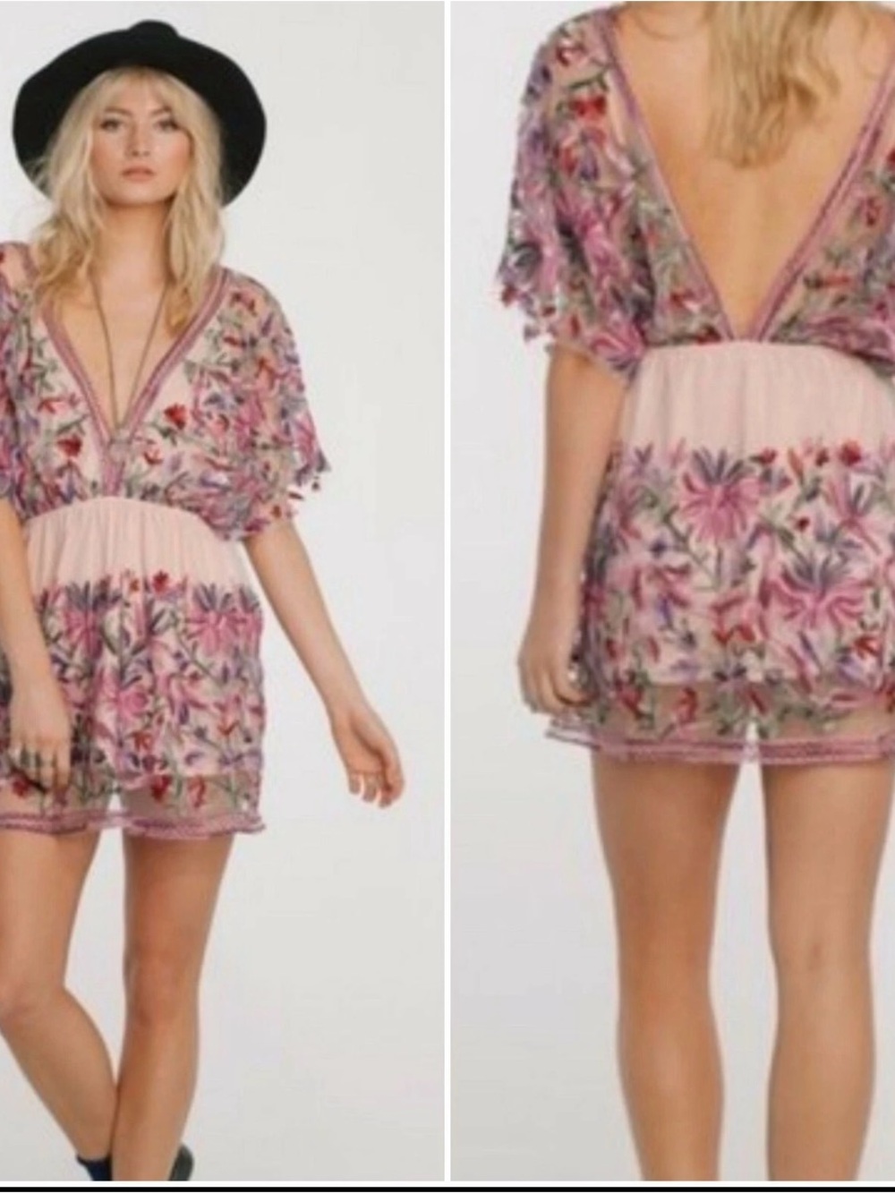 RAGA In the Fields Mini Dress Sz small Women's floral appliqué